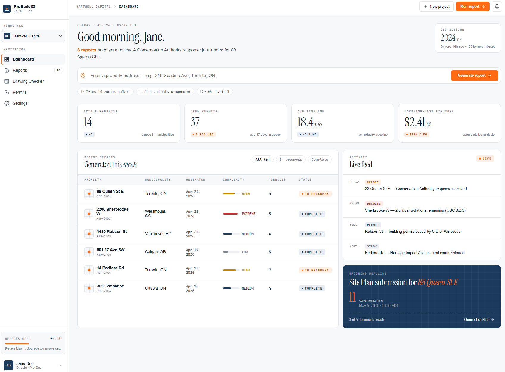 PreBuildIQ Dashboard