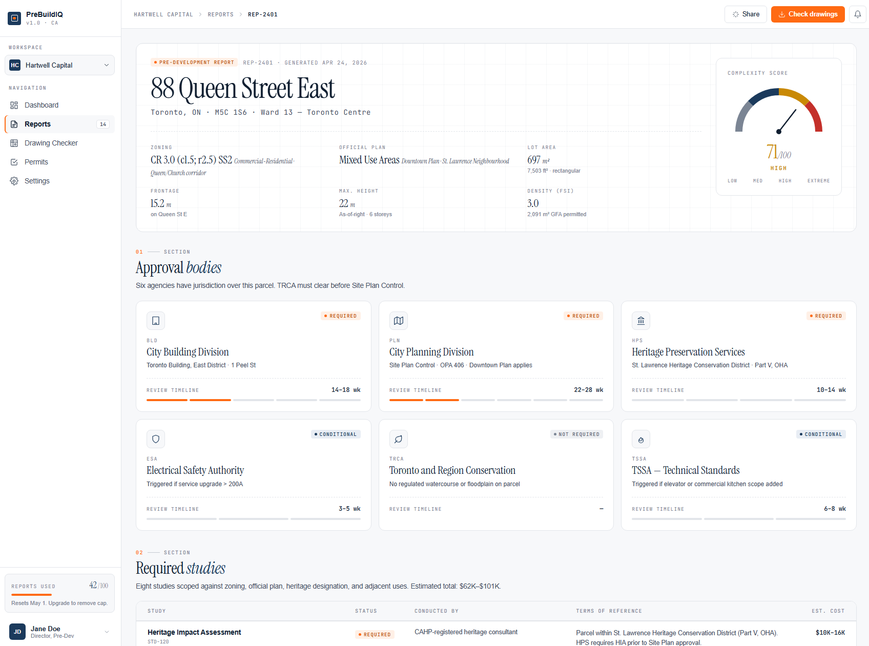 PreBuildIQ Site Report